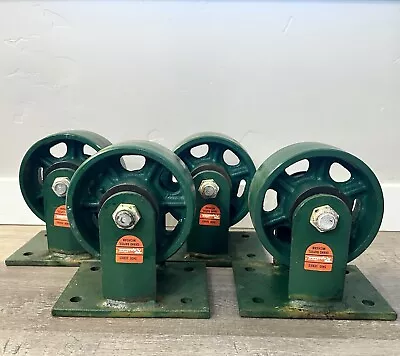 Lot Of 4 Matching Large Heavy-Duty Vintage Cast Iron Casters Rapistan 5400 USA • $200