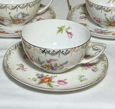 Vintage MEISSEN Tea Cups And Saucers SET OF 5 Plus One Extra Saucer • $98