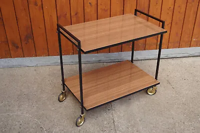 Serving Trolley Tea Trolley Walnut 60er Table Side Table Mid Century BAR 50er • $98.04