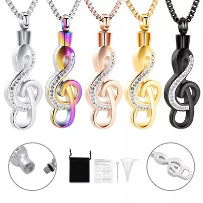 Musical Note Necklace Pendant Treble Clef Music Jewelry Urn Necklace For Women • $12.31