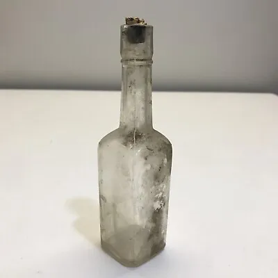 Vintage 6.5” Clear Glass Bottle Marked 1304 With Cork Stopper UNKNOWN DATE DIRTY • $8.68