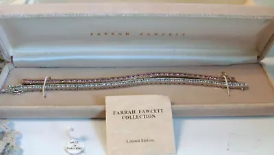 2 Signed Farrah Fawcett Tennis Bracelets W Case 925 Sterling & Gold Overlay • £22.52