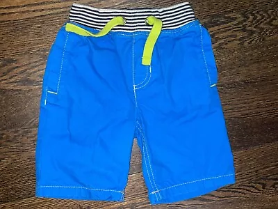 Toddler Boys Mini Boden Blue Lime Pull On Summer Shorts Size 2 Years 2T • $9.99