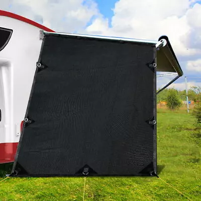 Black Caravan Privacy Screen 1.95 X 2.2M End Wall Or Side Sun Shade Roll Out • $48.09