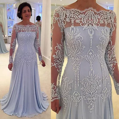 Plus Size Mother Of The Bride Dresses A Line Lace Appliques Bead Long Prom Gowns • $137.75