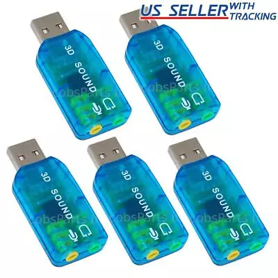 5pcs USB External Sound Card Stereo Audio Adapter 3.5mm Aux Output & Mic Input • $9.19