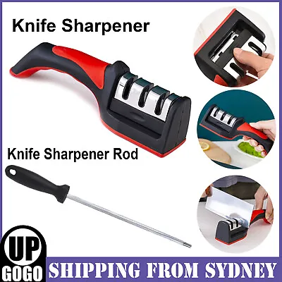 Knife Sharpener 3 Stage Kitchen Diamond Sharp Knives Scissor Sharpening Tool AU • $9.69