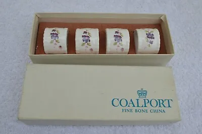 4 Coalport Shrewsbury English Fine Bone China Napkin Rings Boxed Flowers Floral • £9.49