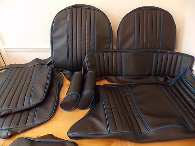 Mgb Gt SEATS COVERS Black With Blue Pipings + Gt. Rears Covers... Fits 1970-1981 • $339.12