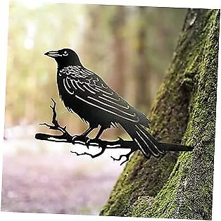  Raven DecorMetal Birds Yard DecorMetal Yard Art Outdoor And Raven 31x21cm • $36.53