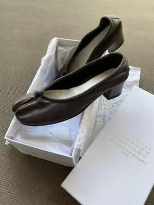 Maison Margiela Tabi Ballet Low Heel Pumps Black Leather 4cm Heels Size 37 • $428.30