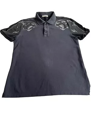 Mens Valentino Black Panther Navy Polo Shirt Size Medium  • £95