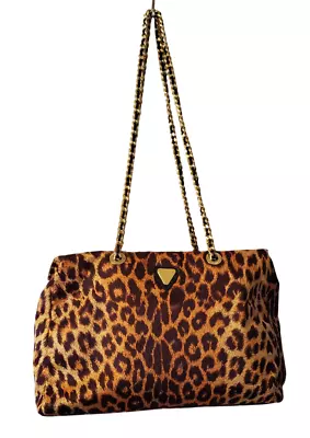 Leopard Print Susan Gail Bag 17  Gold/Black Chain Leather Spain FREE SHIPPING! • $39.97