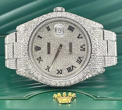 Rolex Men's Datejust II Oyster 41mm Iced Out 20ct Genuine Diamonds Ref:116300 • $17995