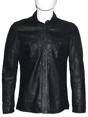 John Varvatos Lionell Men's Black Leather Shirt Jacket Size 48 NWT $698 • $395