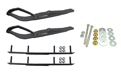 C&A Pro Black Razor Snowmobile Skis W/ 6  Round Bars Complete Kit • $368.02