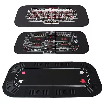 INO Design 3-1 Folding Poker Casino TableTop Roulette & Craps Black Layout Mat • $120