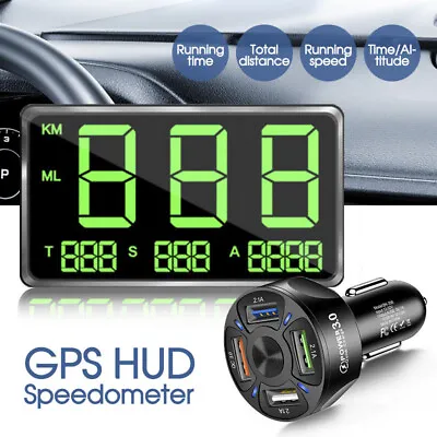 Universal HUD Head UP GPS Speedometer Digital Display Car Speed Warning Plug NEW • $33.85