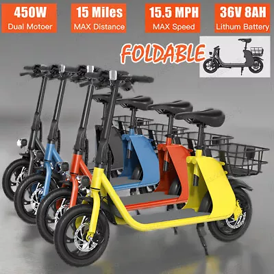 450W Adult Electric Scooter Electric Moped Foldable Ebike Sport E-Scooter W/Seat • $368.99