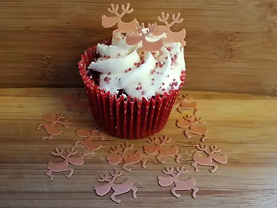 24 Edible Small Reindeer Christmas Cupcake Cake Topper Decorations Precut • £2.64