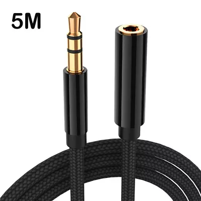 5M Headphone Extension Cable 3.5mm Mini Jack Audio  Male To Female Earphone • £8.27