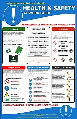 £6.99 • Buy Health & Safety At Work Chart Poster Print T1298 |A4 A3 A2 A1 A0|