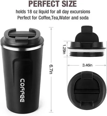 510ML Wall Insulated Coffee Mug Cup Travel Thermal Stainless Steel Flask Vacuum • £8.69