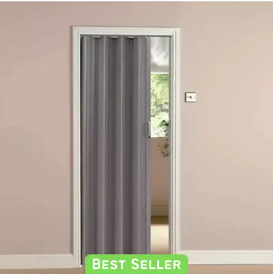 Grey Oak Effect Bi Folding Door PVC Panel Magnetic Sliding Accordion Concertina • £59.95