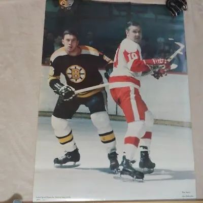 Vintage NHL Don Awery Vs Alex Delvecchio Bruins Red Wings 21 X 29  Action Sports • $64.95