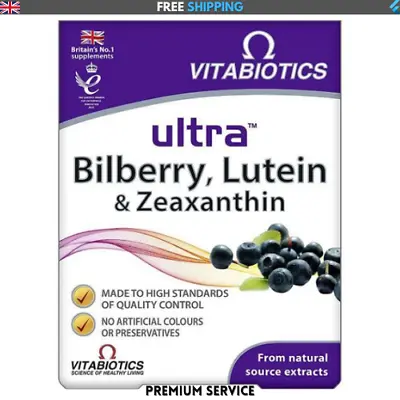 Vitabiotics Ultra Bilberry Lutein And Zeaxanthin With Anthocyanins 30 Tablets • £11.99