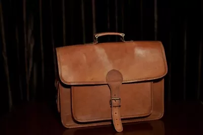 Leather Satchel Laptop Bag Shoulder Briefcase Men's New Bag Handmade • $53.20