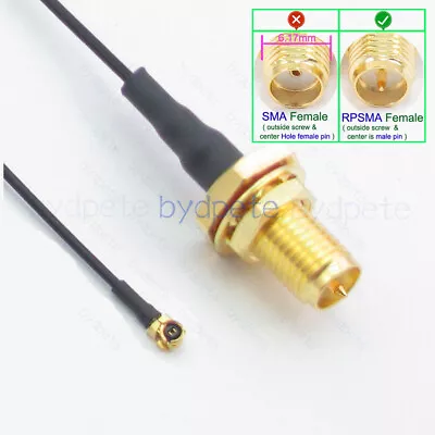 RP-SMA Female Bulkhead Waterproof To U.FL UFL 1.13mm Coaxial Pigtail Cable IPX • $1.60