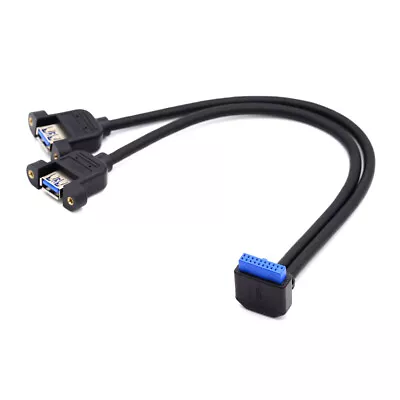 CABLECY Lock Panel Mount Cable 19/20Pin Header 1 To 2 USB 3.0 Y Splitter Cord • $7.53