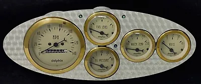 1932 Ford Car 5 Gauge Dash Panel Set Engine Turned Mechanical Gold • $284