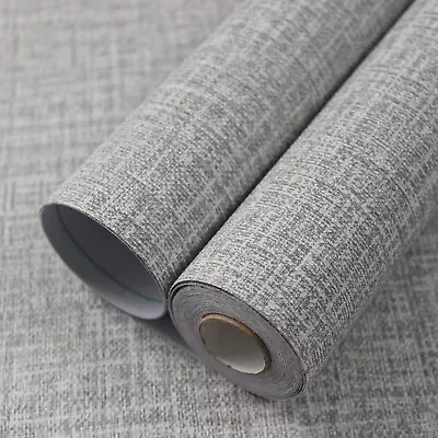 Grasscloth Peel And Stick Wallpaper 15.7In X 78.7In Textured Contact Paper Gray • $10.79