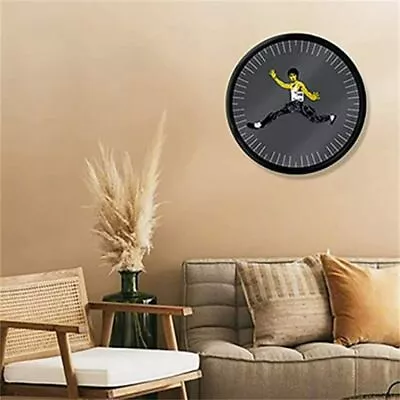 Fashion Home Decorations Black Round Clock Bruce Lee Kung Fu Wall Clock Chinese • $32.63