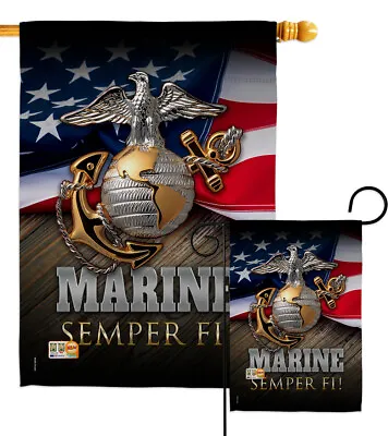 US Marine Corps Garden Flag USMC Semper Fi Armed Forces Military Veteran Banner • $20.95