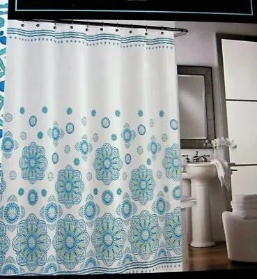 Cynthia Rowley Shower Curtain 100% Cotton Aqua Medallion • $23.94