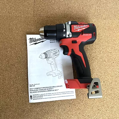 Milwaukee 2801-20 M18 18V Li-Ion Brushless Cordless 1/2 In. Compact Drill/Driver • $68.89