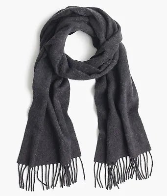 J.CREW Cashmere Scarf Grey Pure 100% Muffler Wrap Solid Dark Charcoal Gift NWT • $67.50