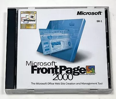 2000 Microsoft Front Page CD-Rom Software Full Version SR-1 W/ Product Key EUC • $29.99