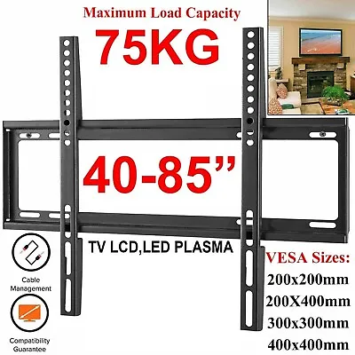 Flat Lcd Led Plasma Tv Wall Mount Bracket For 40 42 50 70 75 80 85 Inch Tvs • £12.95