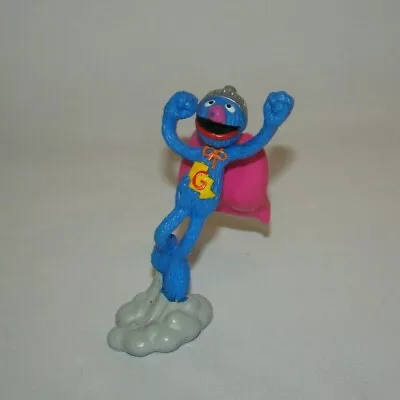 Vintage Sesame Street Super Grover 4  PVC Cake Topper Applause • $9.86