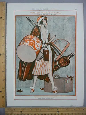 Rare Orig VTG 1923 French Frolics Prepared For Vacation Illustration Art Print • $19.95