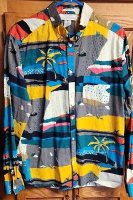 H&M Label Of Graded Goods LS Shirt Men’s L Large Western AOP Beach Colorblock • $19.82