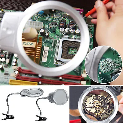 Adjustable Magnifying Glass With Light And Stand Desk Lamp With Brightness • $13.58