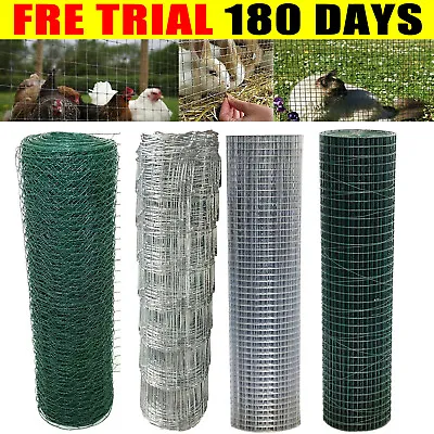 Green PVC Coated Chicken Galvanised Wire Mesh Fence Rabbit Aviary Garden Netting • £9.82