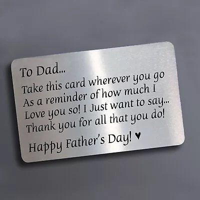 Fathers Day Poem Gift Metal Wallet Card Gift For Dad From Daughter Son Keepsake • £3.99