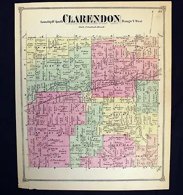 Clarendon Township Antique Plat Map 1873 Calhoun County Michigan • $18.50