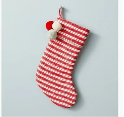 Hearth And Hand Magnolia Red Stripe Christmas Stocking W/Pom Poms  • $17.99